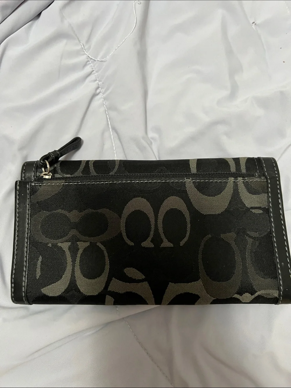 Coach Black and Gray Signature Snap checkbook Wallet